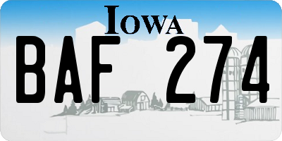 IA license plate BAF274