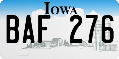 IA license plate BAF276