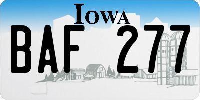 IA license plate BAF277