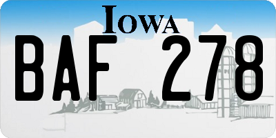 IA license plate BAF278
