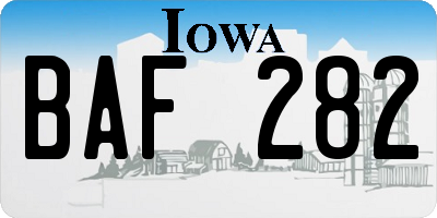 IA license plate BAF282