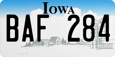 IA license plate BAF284