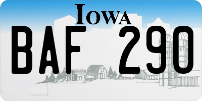 IA license plate BAF290