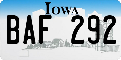 IA license plate BAF292