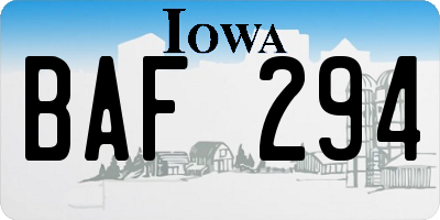 IA license plate BAF294