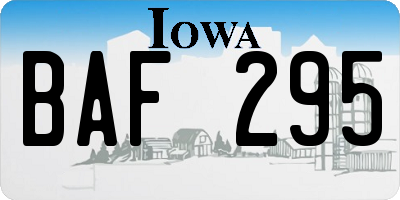 IA license plate BAF295