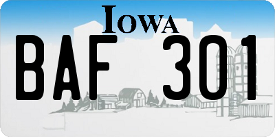 IA license plate BAF301