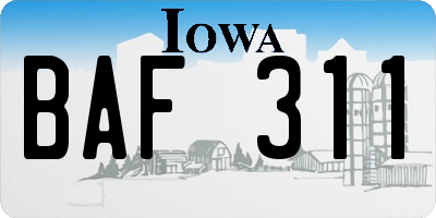 IA license plate BAF311