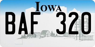 IA license plate BAF320