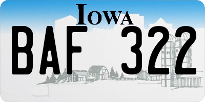 IA license plate BAF322