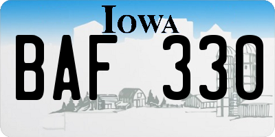 IA license plate BAF330