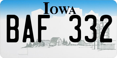 IA license plate BAF332