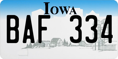 IA license plate BAF334