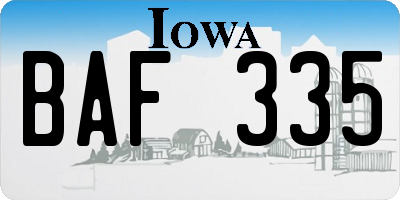IA license plate BAF335