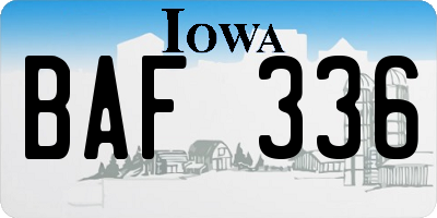 IA license plate BAF336