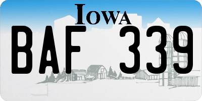 IA license plate BAF339