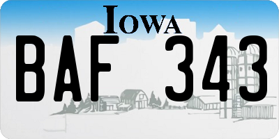 IA license plate BAF343