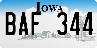 IA license plate BAF344