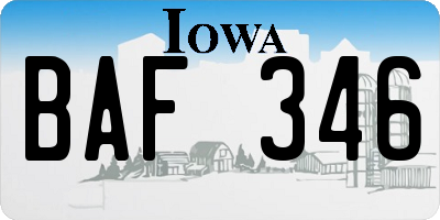 IA license plate BAF346