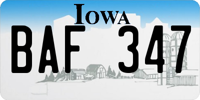 IA license plate BAF347
