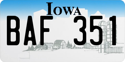 IA license plate BAF351