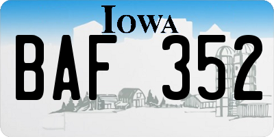 IA license plate BAF352