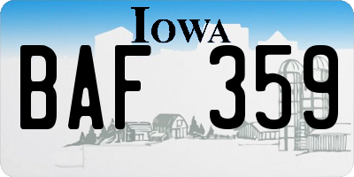 IA license plate BAF359