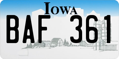 IA license plate BAF361