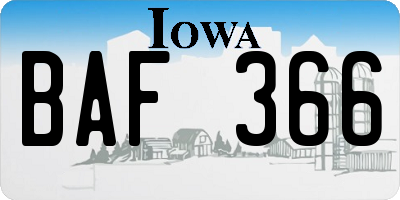 IA license plate BAF366