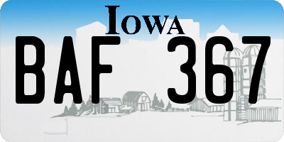 IA license plate BAF367