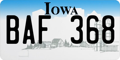 IA license plate BAF368