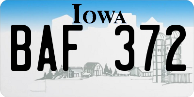 IA license plate BAF372