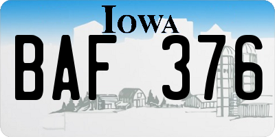 IA license plate BAF376