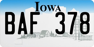 IA license plate BAF378