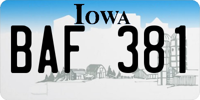 IA license plate BAF381