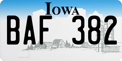 IA license plate BAF382