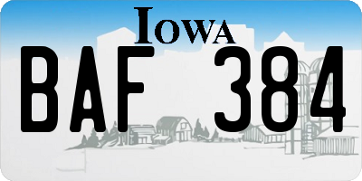 IA license plate BAF384