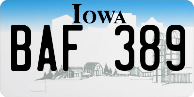 IA license plate BAF389
