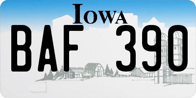 IA license plate BAF390