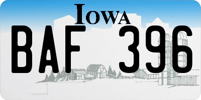 IA license plate BAF396