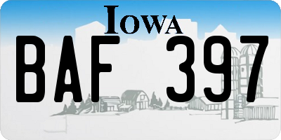 IA license plate BAF397