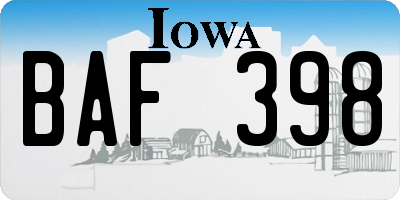 IA license plate BAF398