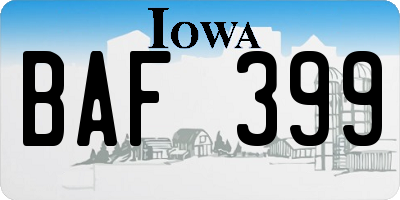 IA license plate BAF399