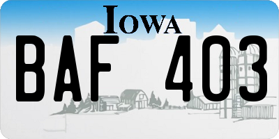 IA license plate BAF403