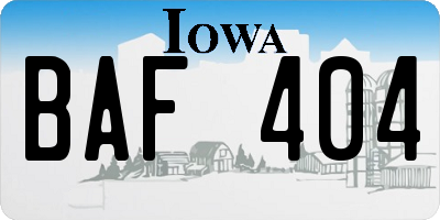 IA license plate BAF404