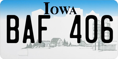 IA license plate BAF406