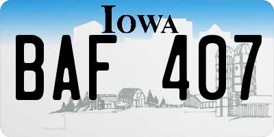 IA license plate BAF407