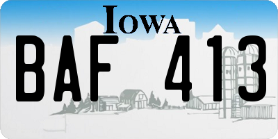 IA license plate BAF413