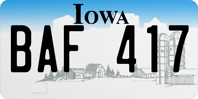 IA license plate BAF417