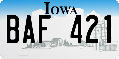 IA license plate BAF421